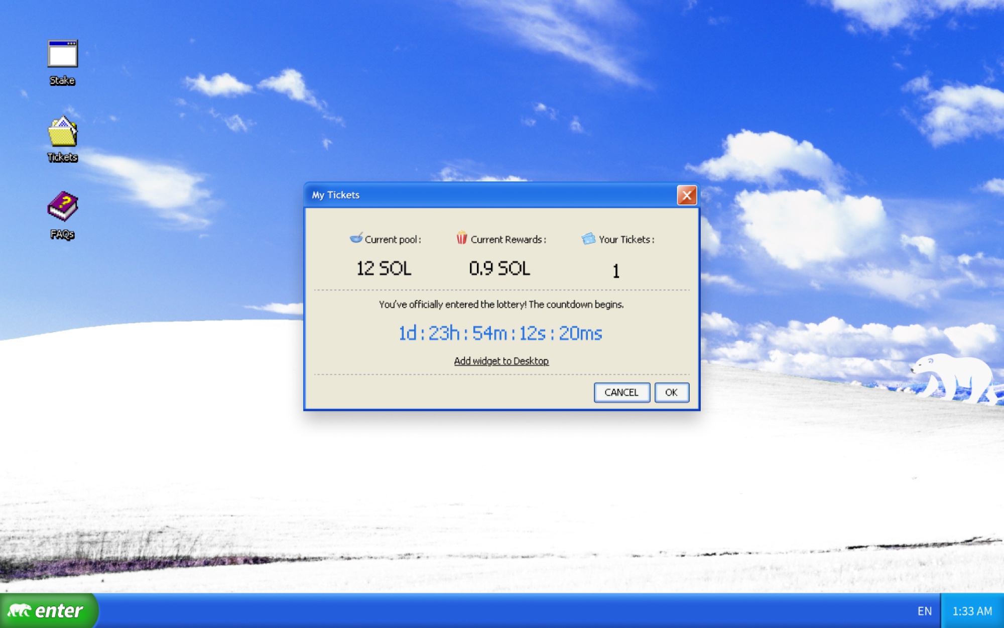 iSeeWin free ticket screen
