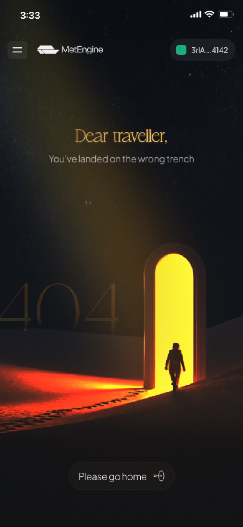 404 error page on mobile