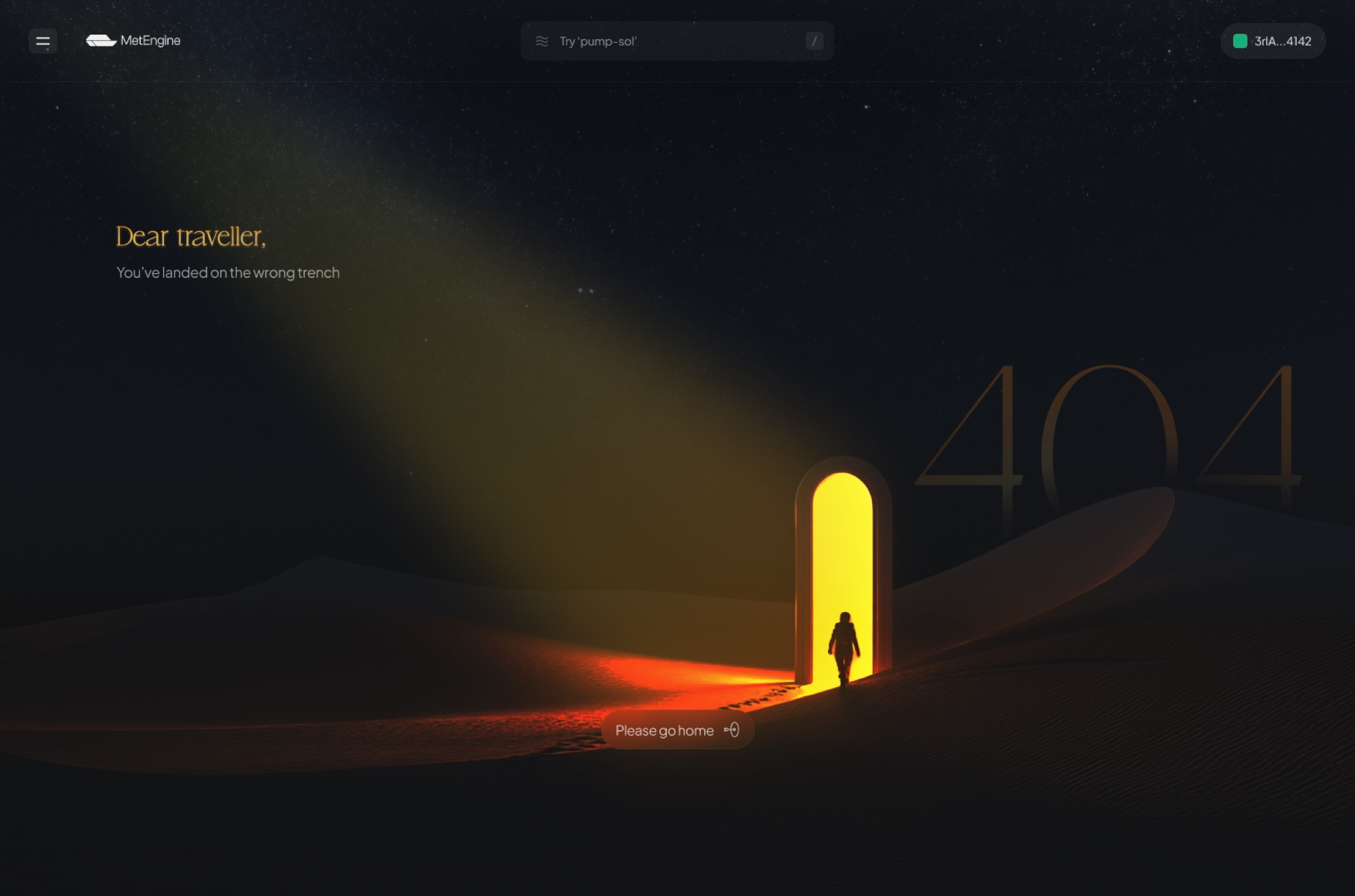 404 error page — Dear traveller