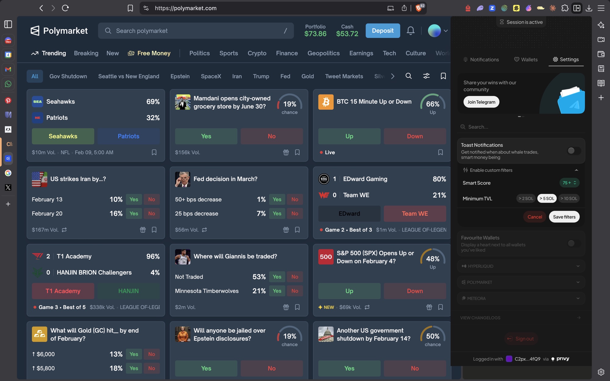 Extension sidebar — notification filters