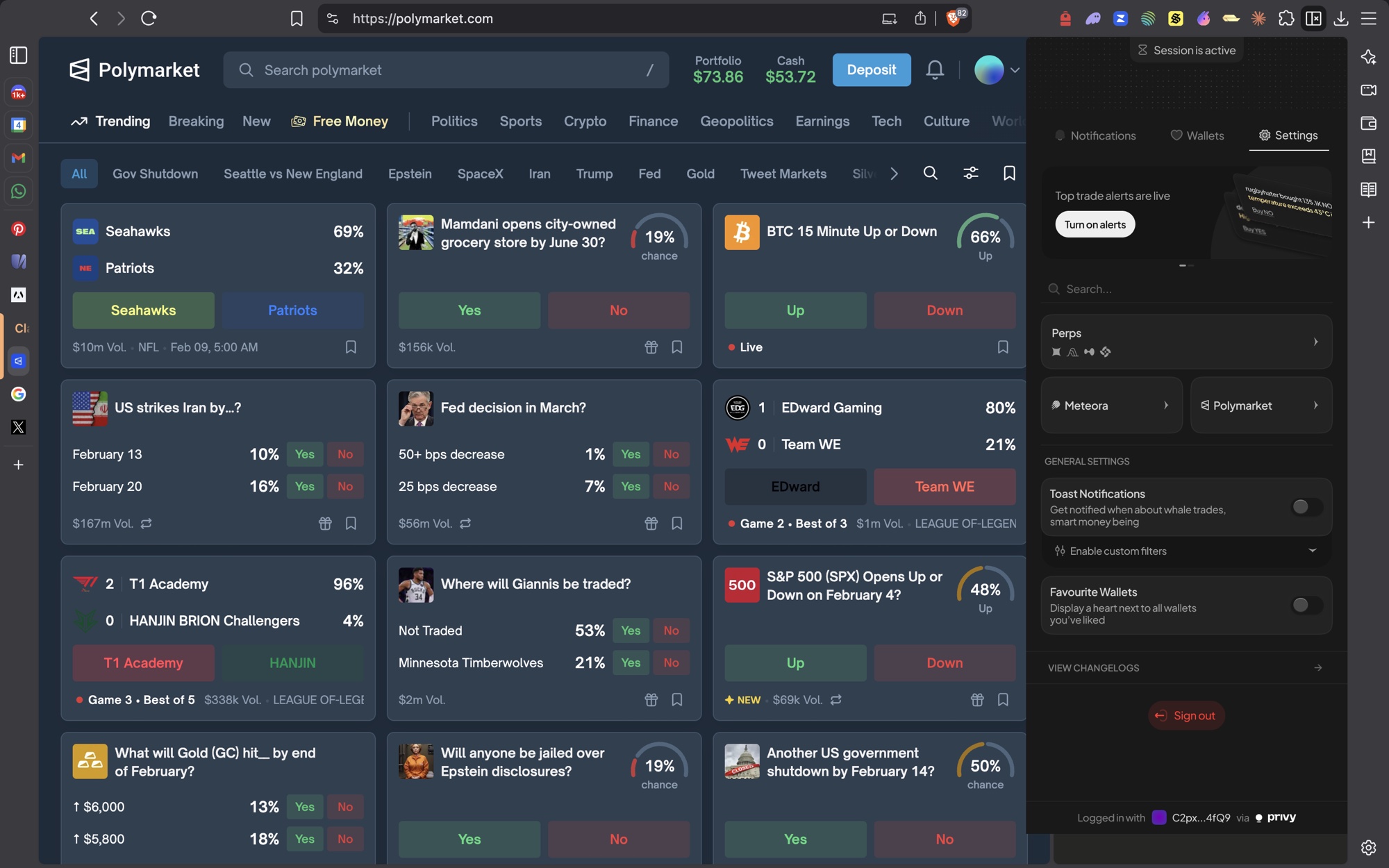 Extension sidebar — settings