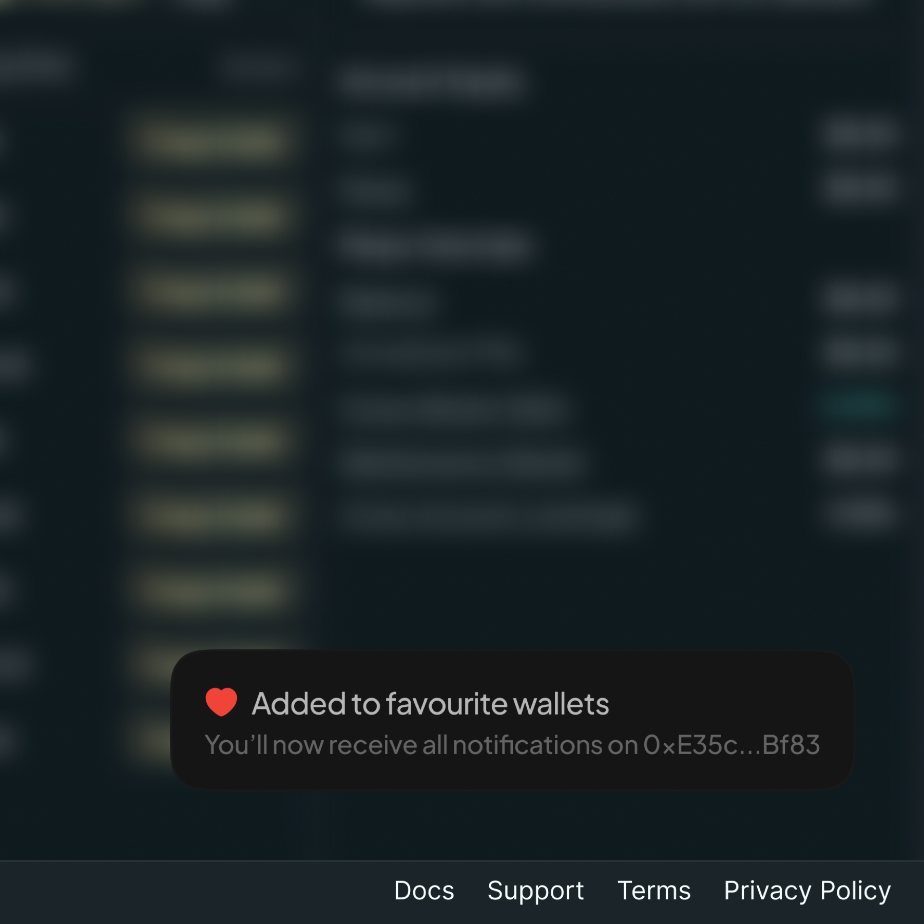 Hyperliquid — added to favourites notification