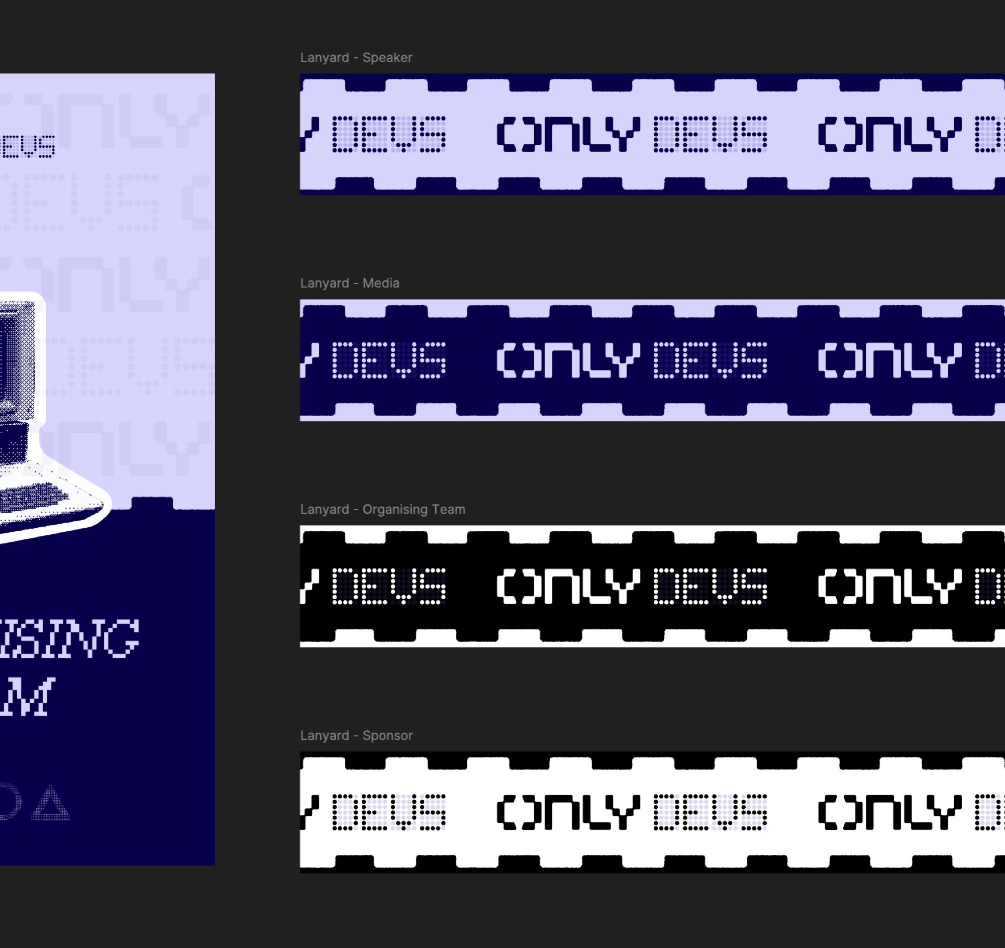 Lanyard system, Speaker, Media, Organising Team, Sponsor variants