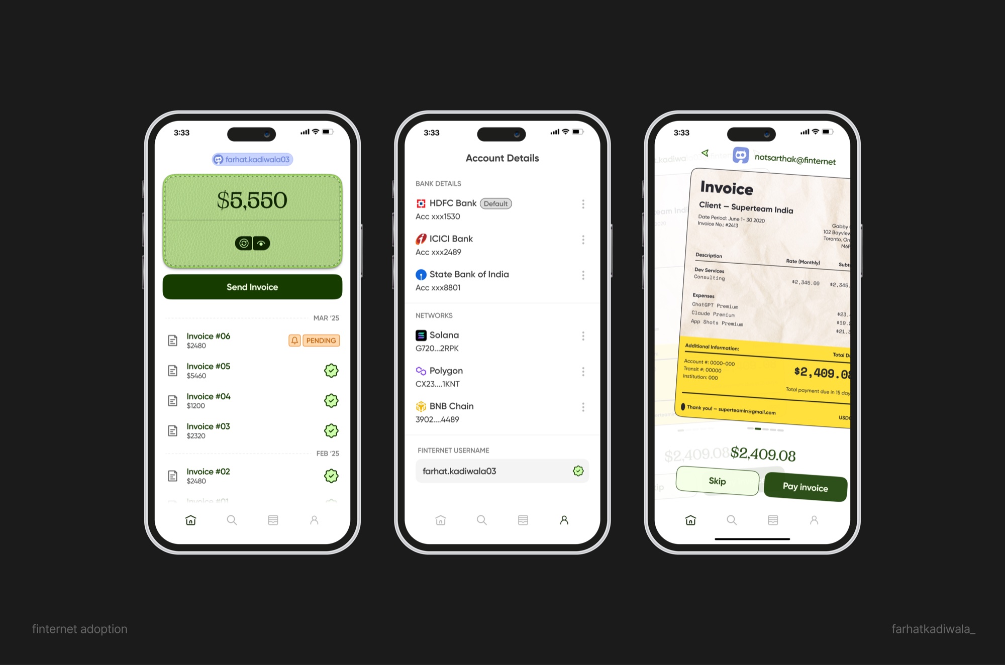 Fintech adoption, invoicing and multi-chain accounts